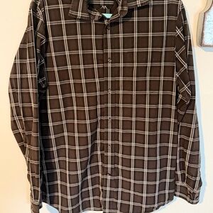 Banana Republic Dark Brown Plaid Button Down Shirt